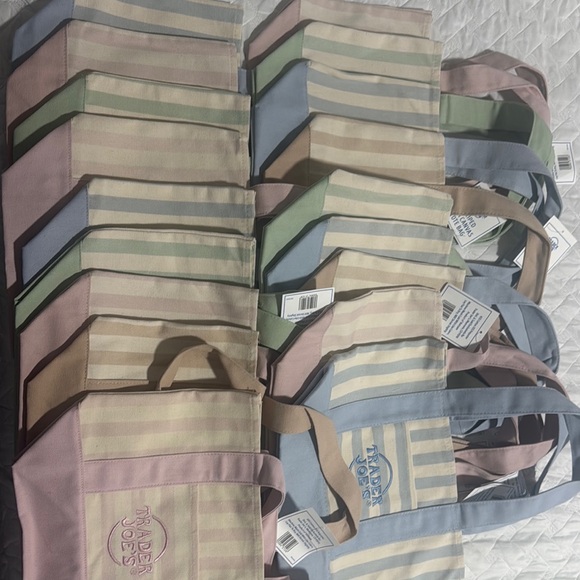 Accessories - 18 Trader Joe's Canvas Stripe Tote - Pastel Multi